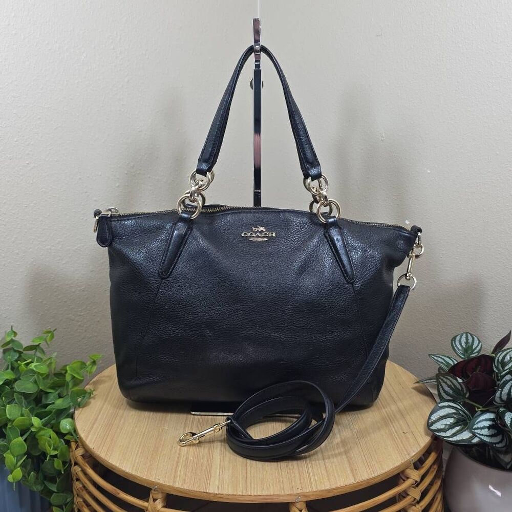 Coach Pebbled Leather Small Satchel Crossbody Black F36675 Gold Hardware
